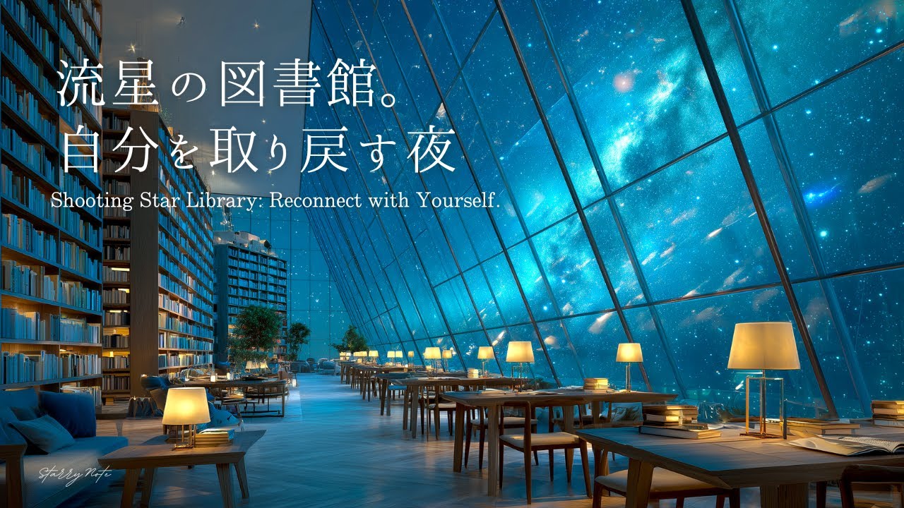 【4K・3時間】流星の図書館。自分を取り戻す夜｜作業・勉強・睡眠用ピアノBGM（全曲ループなし）