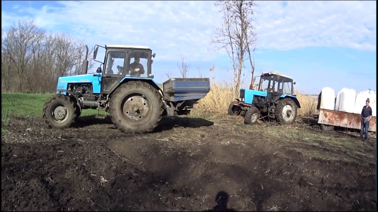 Внесение аммиачной селитры. МТЗ-1221.2+ BOGBALLE. МТЗ-50+ПКУ-0.8. МТЗ-82.1+2ПТС-4