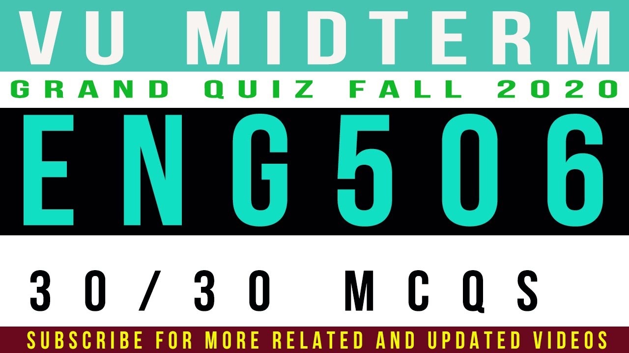 ENG506 Grand Quiz (Midterm Grand Quiz) Fall 2020 || World Englishes (ENG506) Grand Quiz