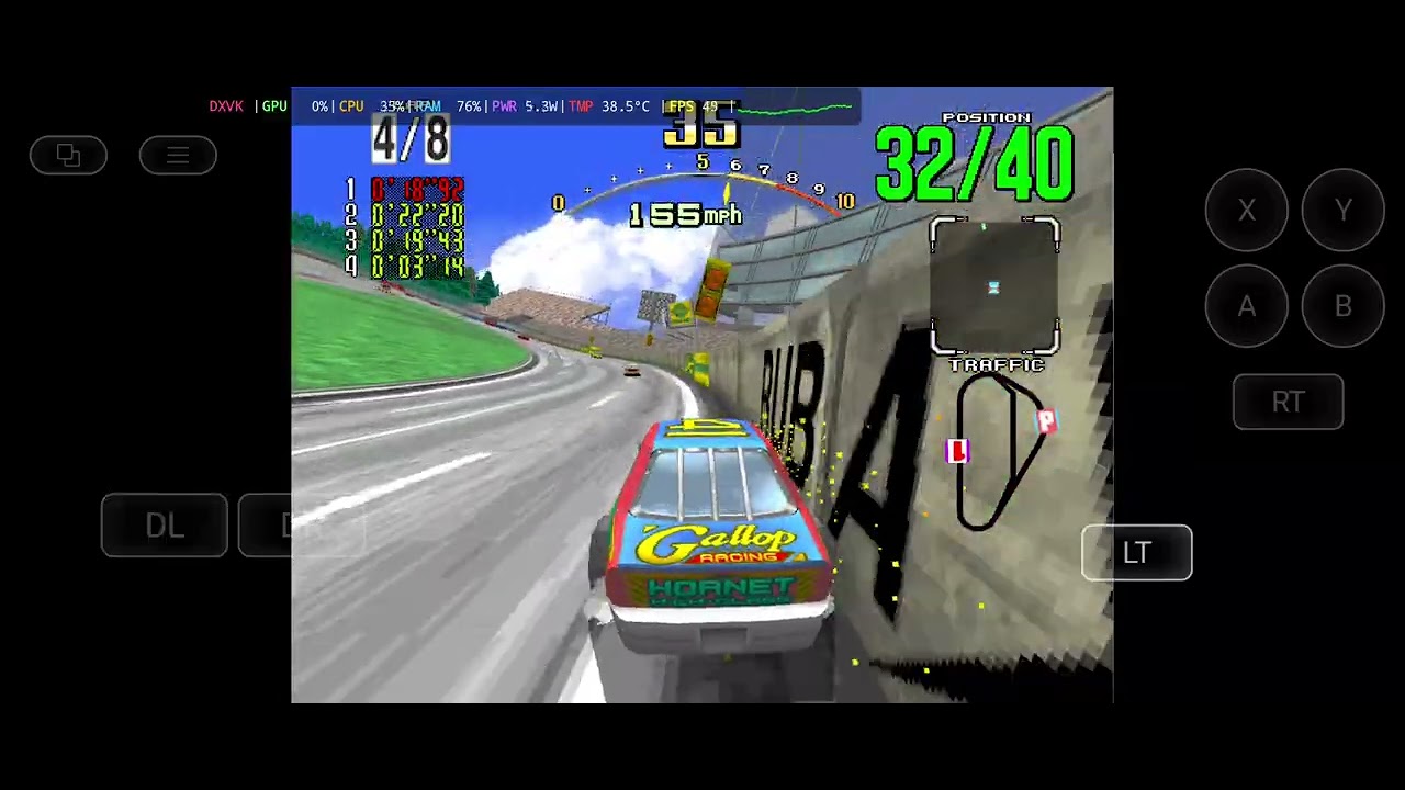 Daytona USA Arcade Android Gamehub PC Emulator Mali Mediatek Dimensity 8100 @ 1280x960