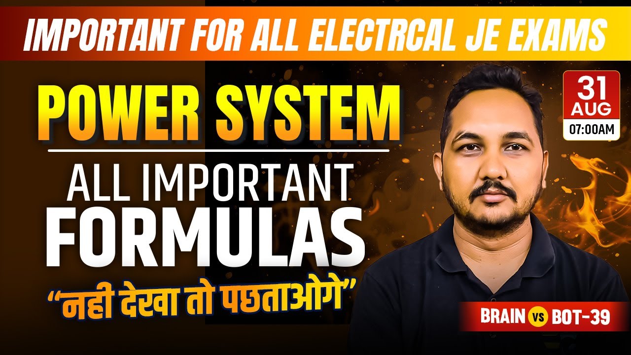 39-Power System All Important formula🔥Electrical Engg for All JE Exams🔥Raman sir