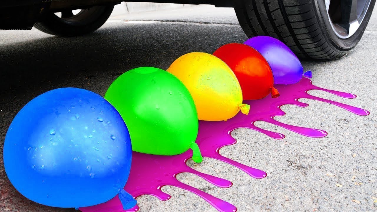 Funny Crushing Experiment Fruit Juice Balloons vs Car 💦 Crushing Crunchy & Soft Things with Car