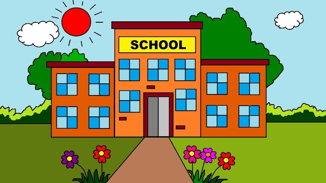 MS Paint school drawing on computer | How to draw an easy house | MS Paint house drawing