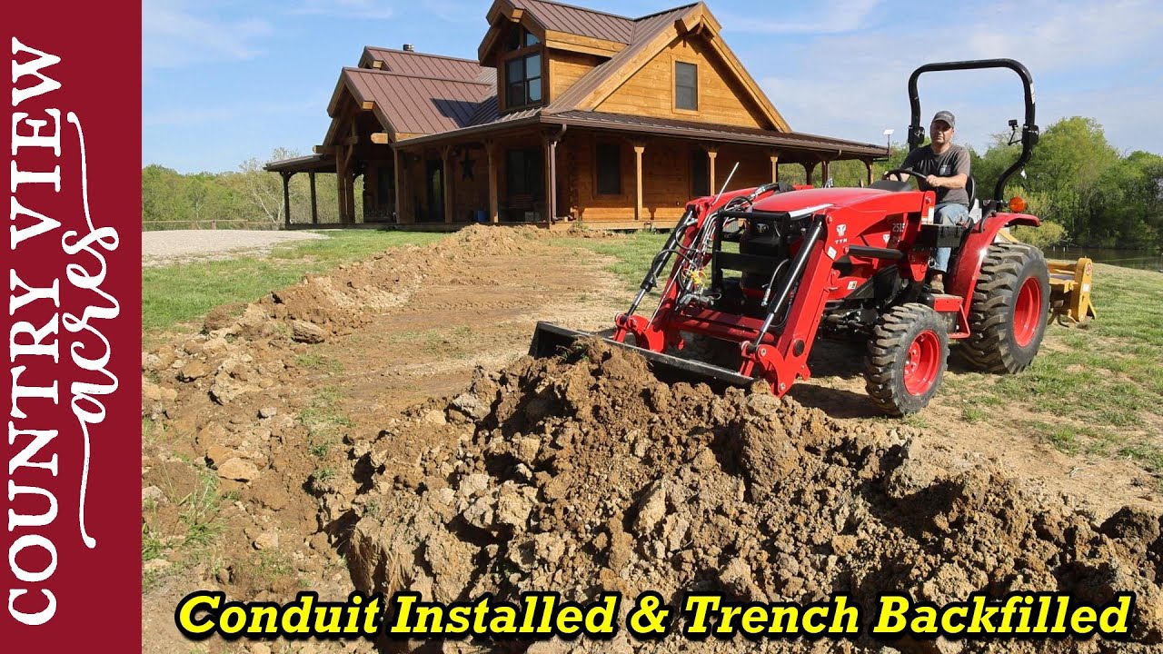 Installing electrical conduit and backfilling Trench.  So close to being done with the solar project