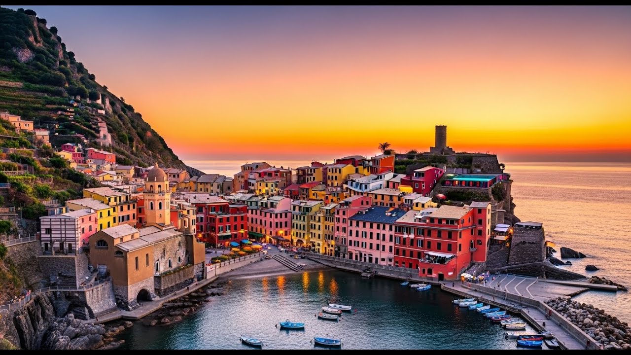 Golden Sunset Over Amalfi Coast 🎶 Relaxing Italian Mediterranean Vibes
