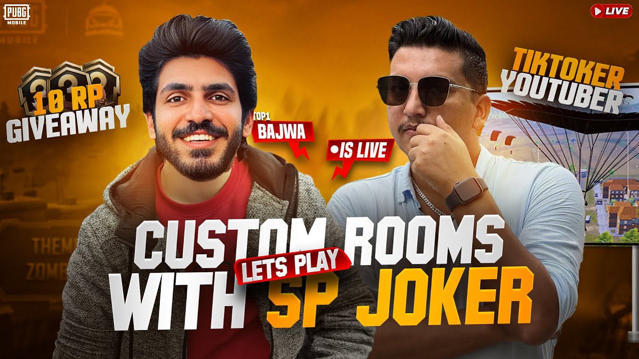AJJ PUBLIC DEMAND PR SP JOKER K SATH ALL TIKTOKERS + YOUTUBERS CUSTOM ROOMS | TOP 1 BAJWA IS LIVE