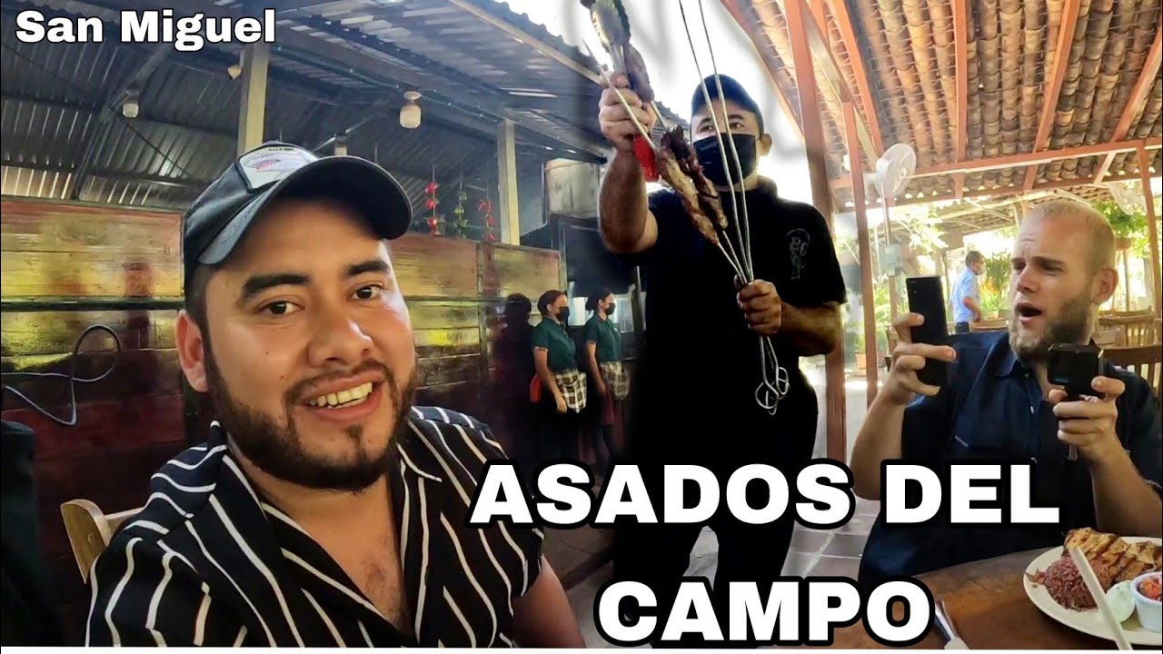 CARNE AL ESPETON en Asados del Campo San Miguel 🇸🇻 **Cocina en Le&ntilde;a**