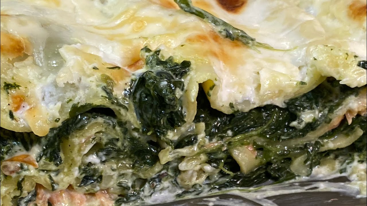 Lasagnes au saumon et aux épinards: أسهل وأسرع لازانيا ممكن تحضريها  بالسبناخ والسمون المدخن