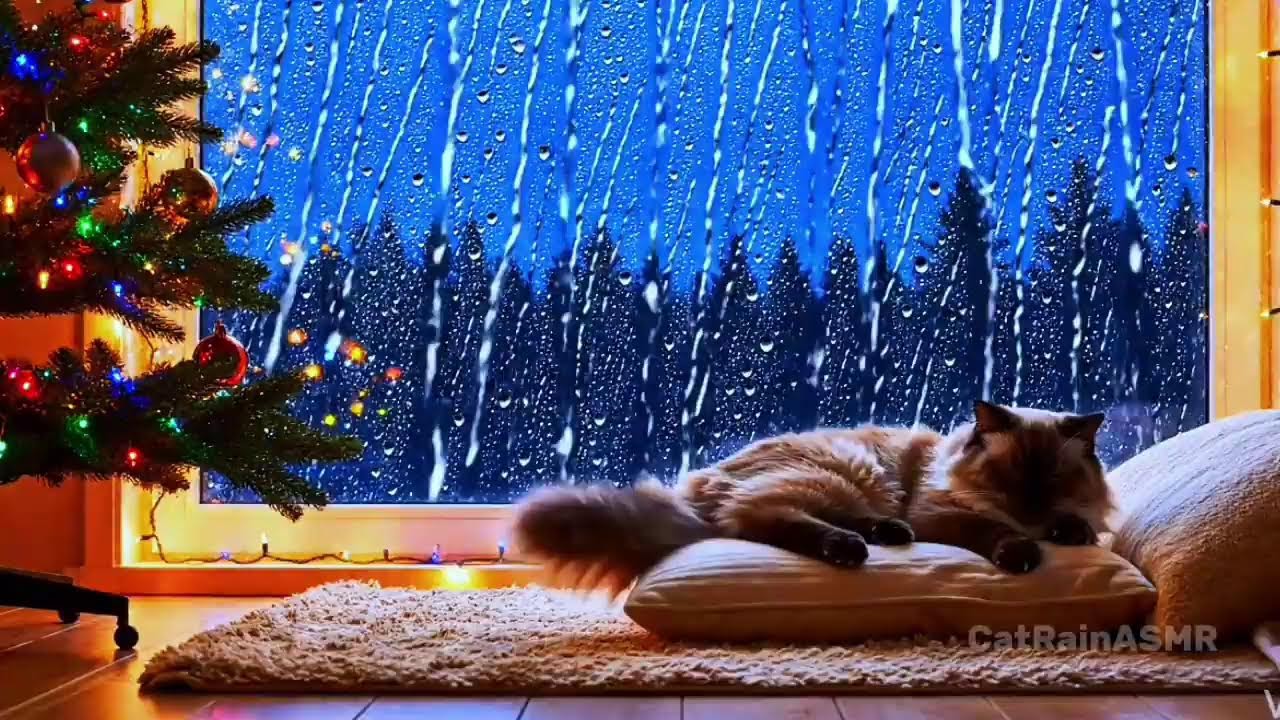 Peaceful Rain Night with Sleeping Cat | Calm Your Mind