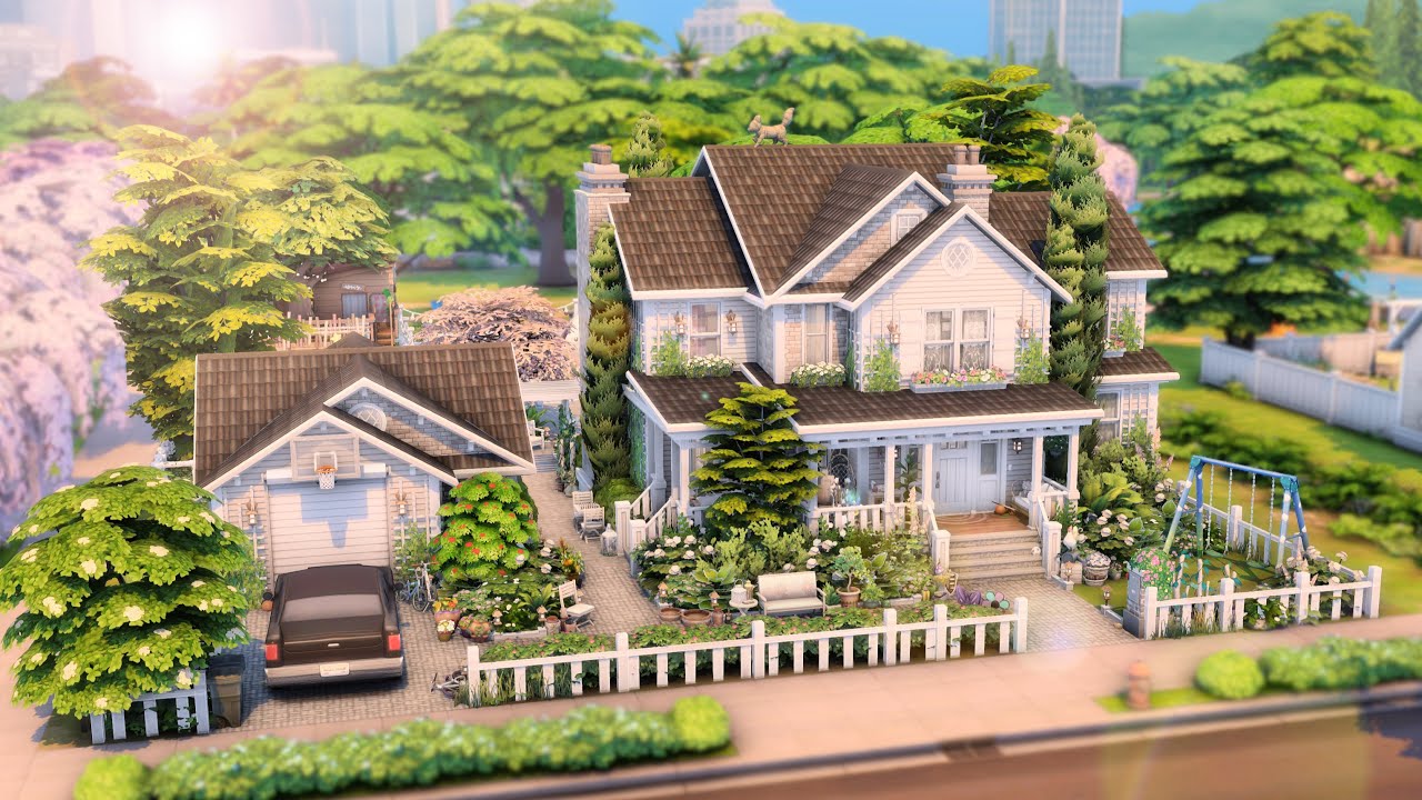 Летний семейный дом🌻 // Коллаборация с iHanza The Sims 4: Speed ​​Build // Без CC