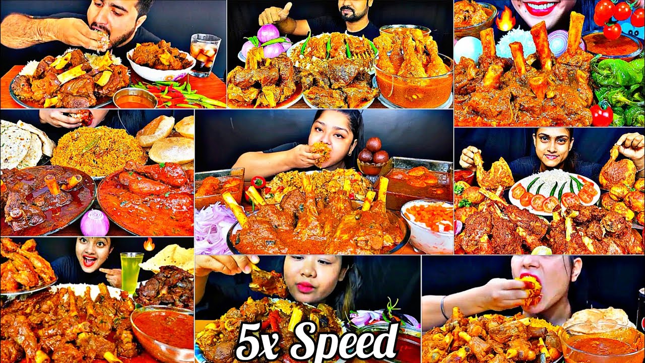 ASMR:Eating Spicy🔥🥵Mutton Rogan Curry🍛With Basmati Rice🍚 & Salad🥗Indian food Mukbang