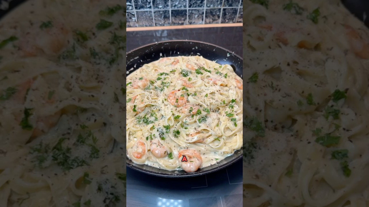 🦐TAGLIATELLES CREVETTES SAUCE PARMESAN 🧀 #recette #crevette #parmesan