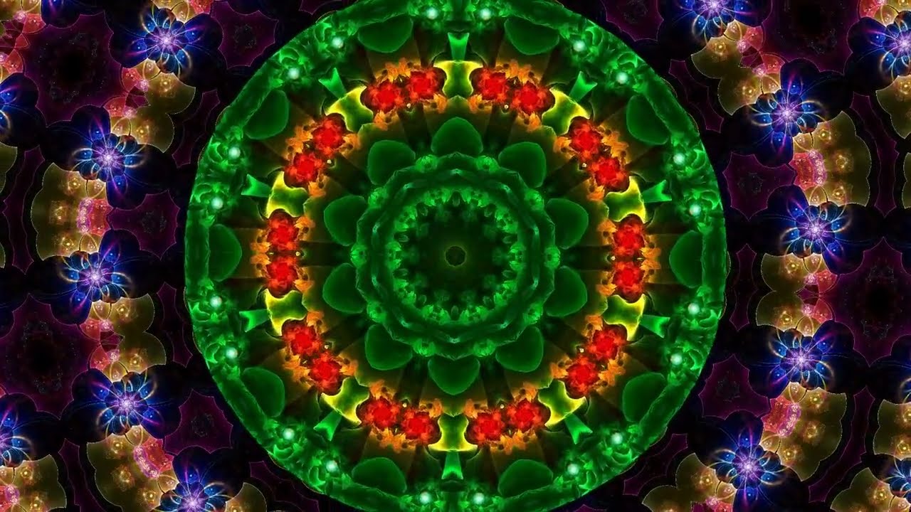 Mandala Green Mirror Glass Motion Background | Neon Light Loops | Free Video Background #vj #loop