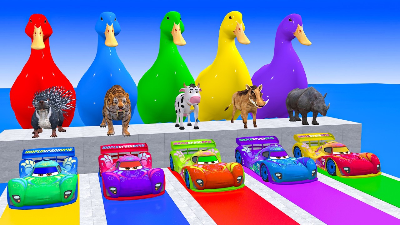 Long Slide Game with Cow Elephant Gorilla Hippopotamus Tiger 3d Animal Game Funny 3d Animals
