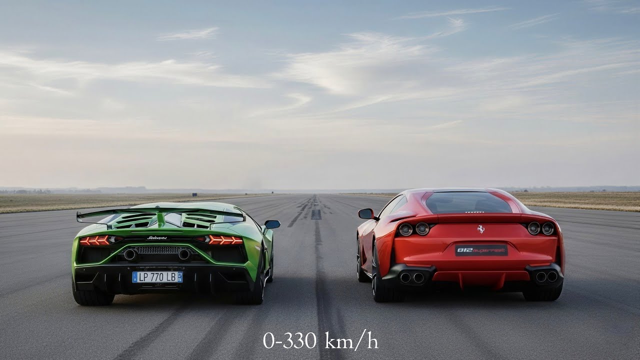Lamborghini Aventador SVJ Vs Ferrari 812 Superfast 0-330 km/h Acceleration Comparison 