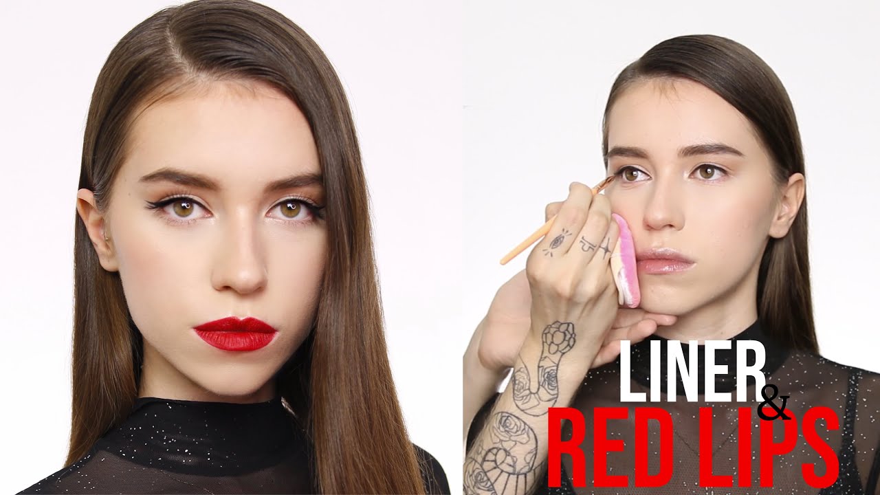 Czerwone usta i graficzna kreska | BeautyBoy Władek