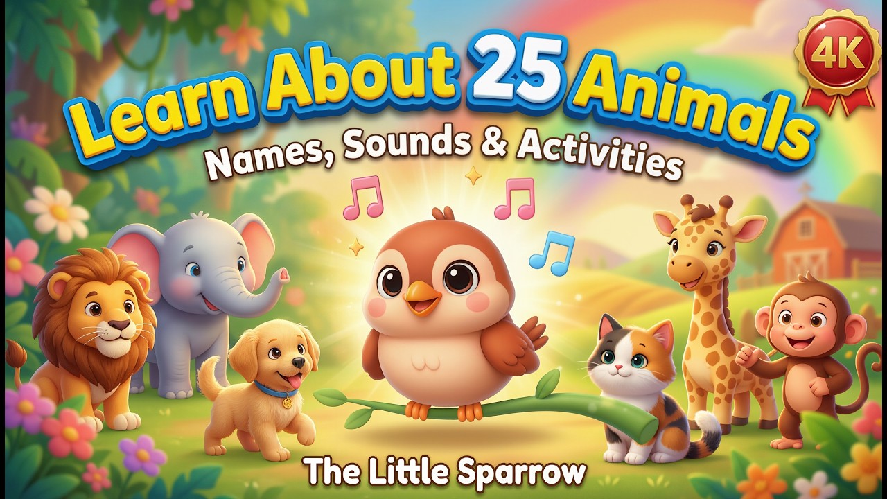 Learn 25 Animals Names, Sounds & Activities 🐶🦁 | for Kids | Fun Learning Video | The Little Sparrow