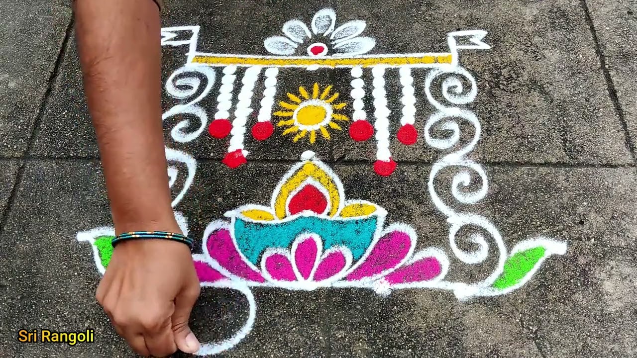 2 Simple Ratham Rangoli 2024 |Kanuma Ratham Muggulu | Sankranthi Ratham Muggulu designs| #SriRangoli