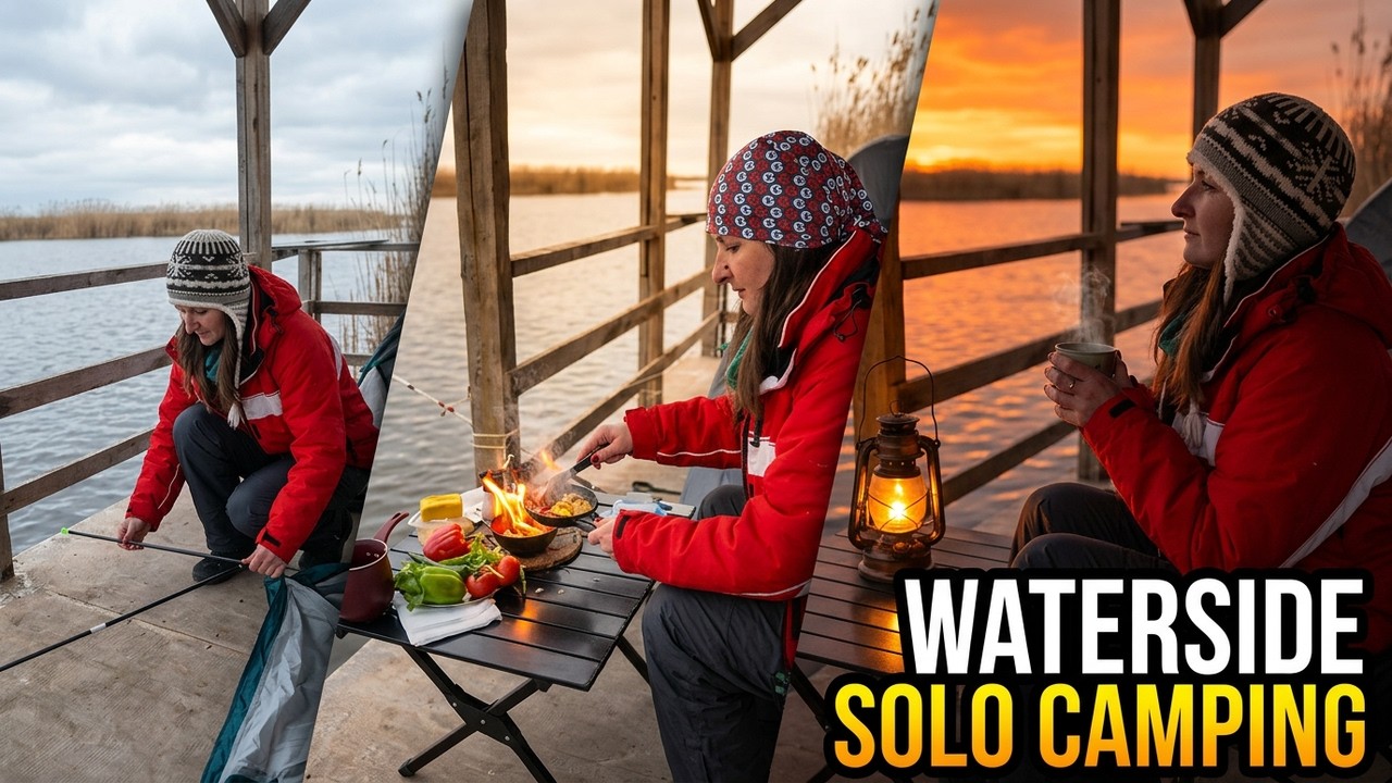 Waterside Solo Camping | Tent Setup, Campfire Cooking & Soothing Nature ASMR