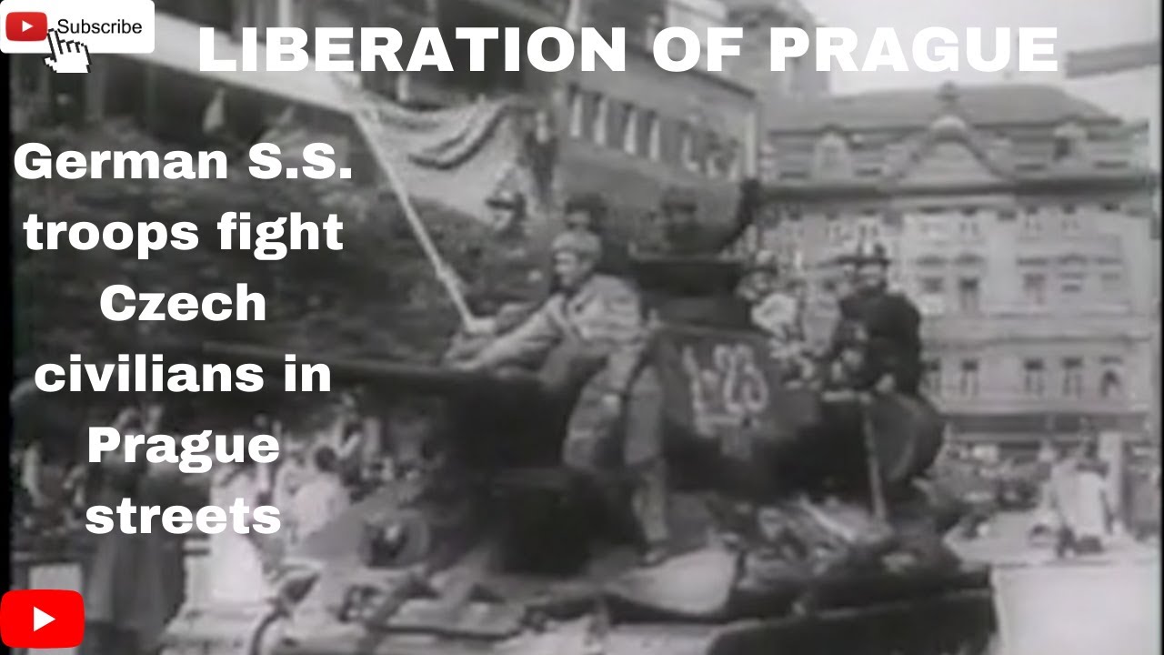 LIBERATION OF PRAGUE - German S.S. troops fight Czech civilians in Prague streets
