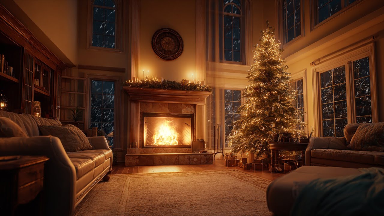 Warm Firelight Under Snowfall ❄️ A Winter Sound Sanctuary for Restful Focus