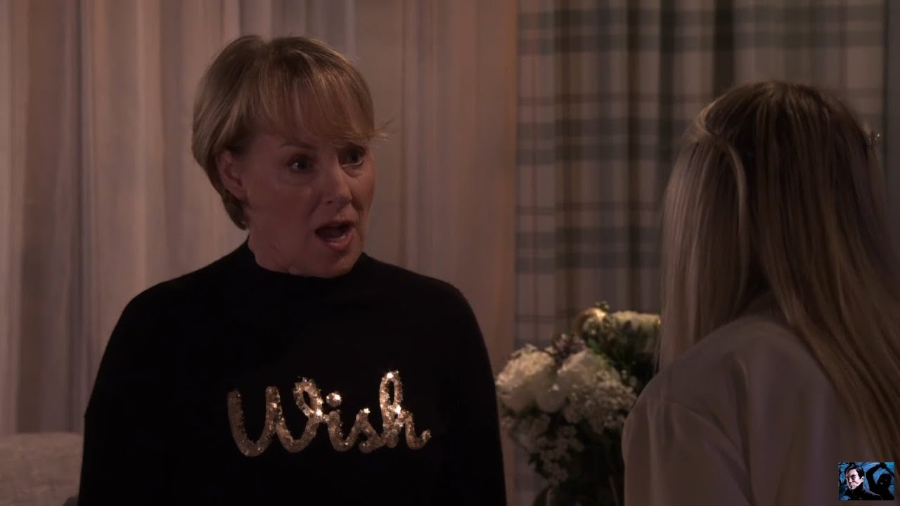 Coronation Street - Joanie Insults Sally And Pushes The Christmas Tree Over