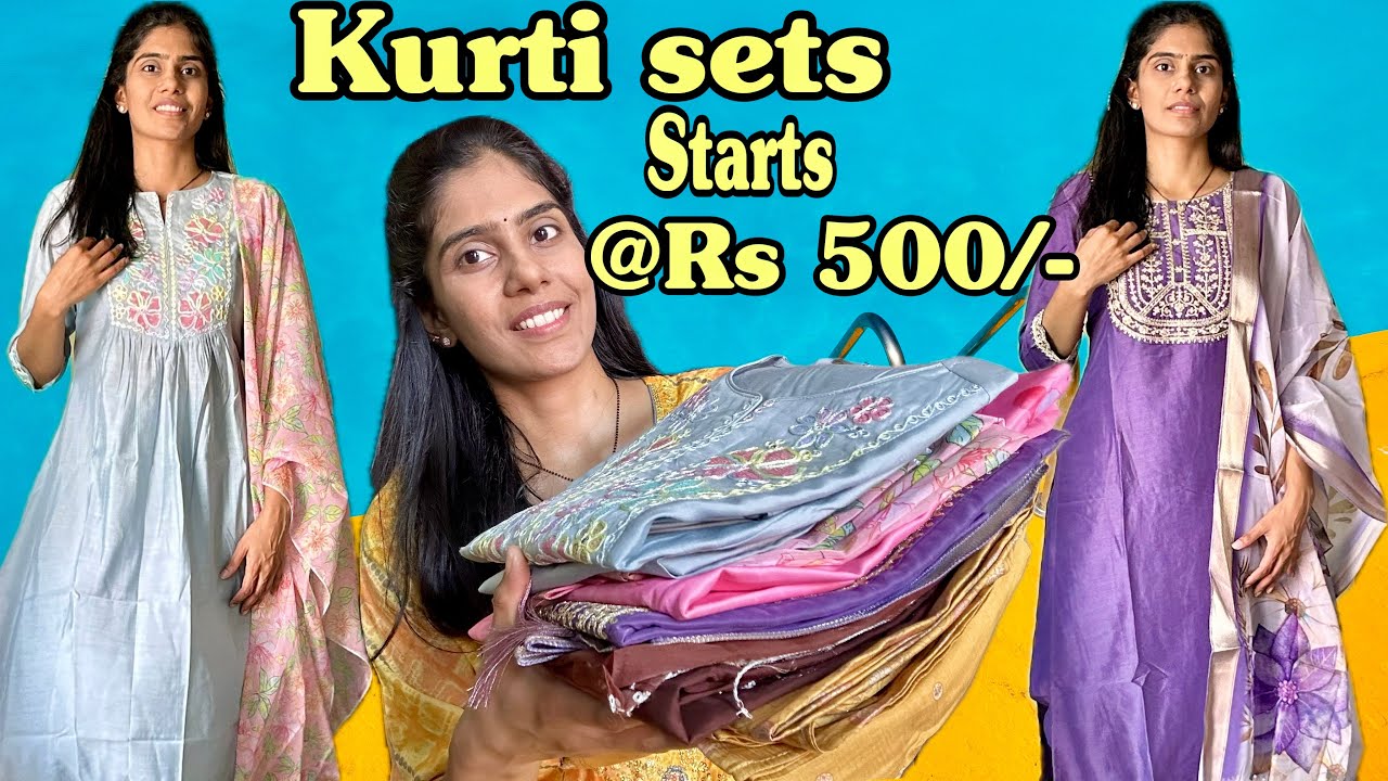 3 piece kurti sets for women with Duppatha for women|Amazon kurti sets|Ramya.