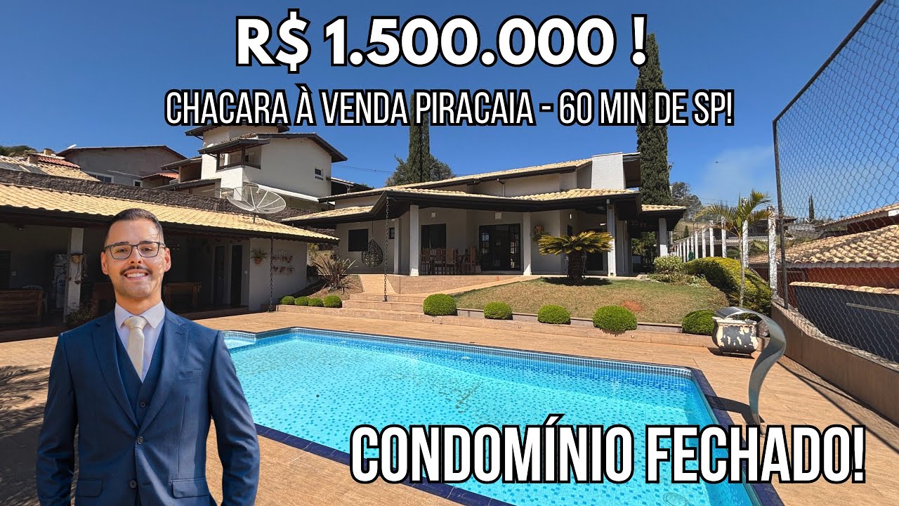 Disponível - Chácara à venda em Condomínio - Piracaia SP, mobiliada, lazer completo R$1.500.000