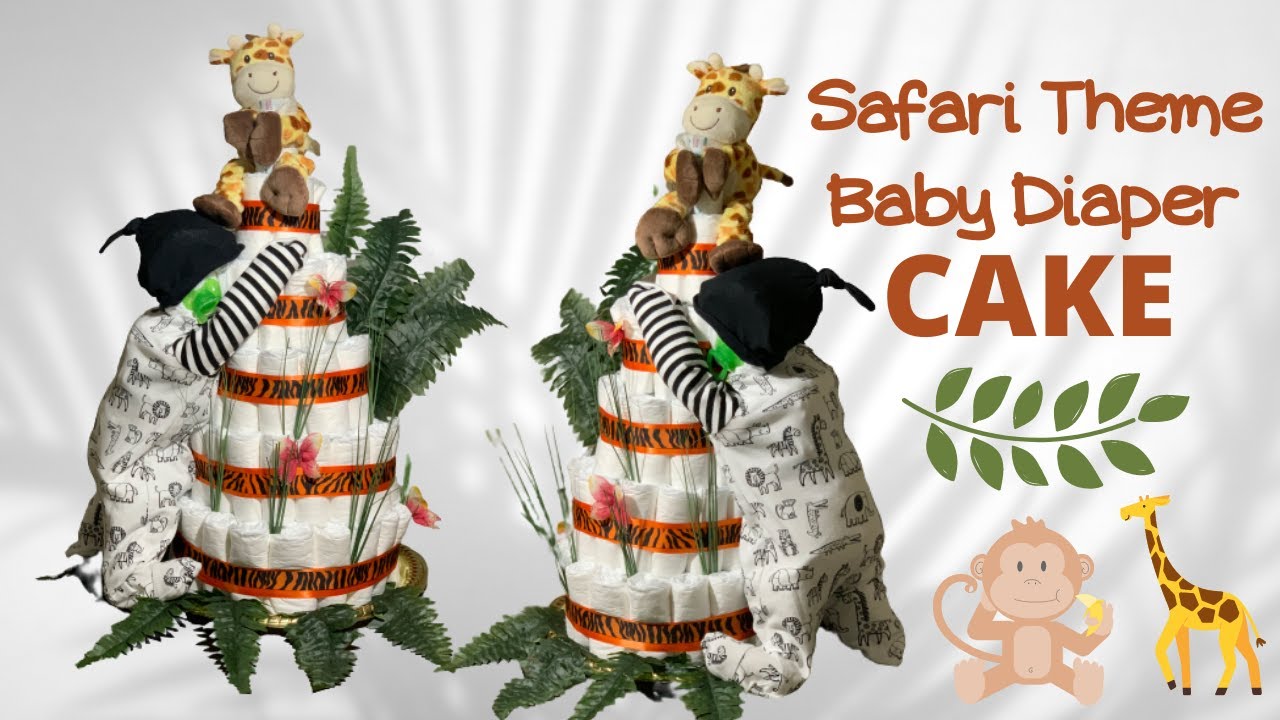 Safari Theme Diaper Cake | Standing Diaper Baby