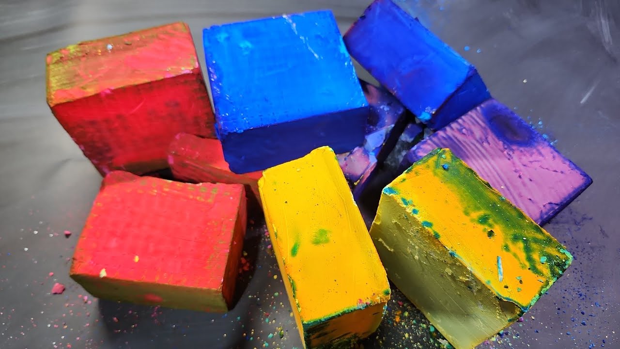 Dyed Chalk Blocks I Crispy Chalk | Soft and Dusty | ASMR I Oddly Satisfying #asmr #fyp