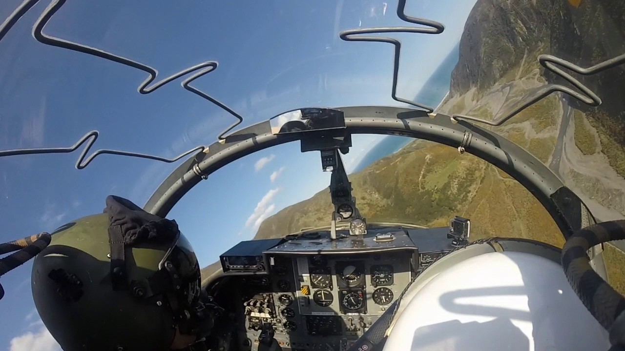 RNZAF Strikemaster jet flight from Wellington airport, New Zealand