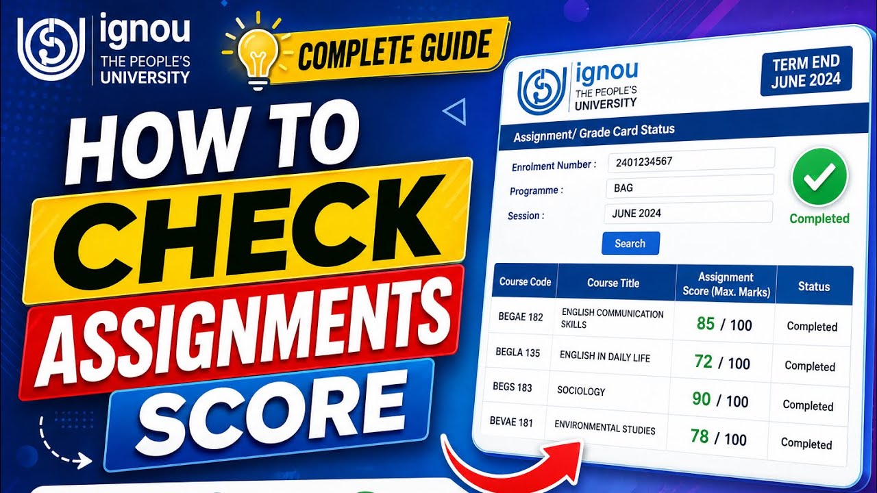 How to Check IGNOU Assignment Scores in Just 2 Minutes (2026) | Assignment Marks & Status