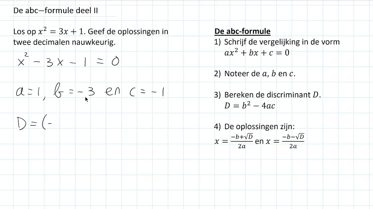 Oplossingen benaderen met de abc-formule (3 HAVO)