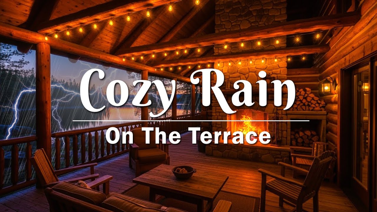 Cozy Rain on the Terrace ☕ Relaxing Rain Sounds for Sleep, Study and Relaxation