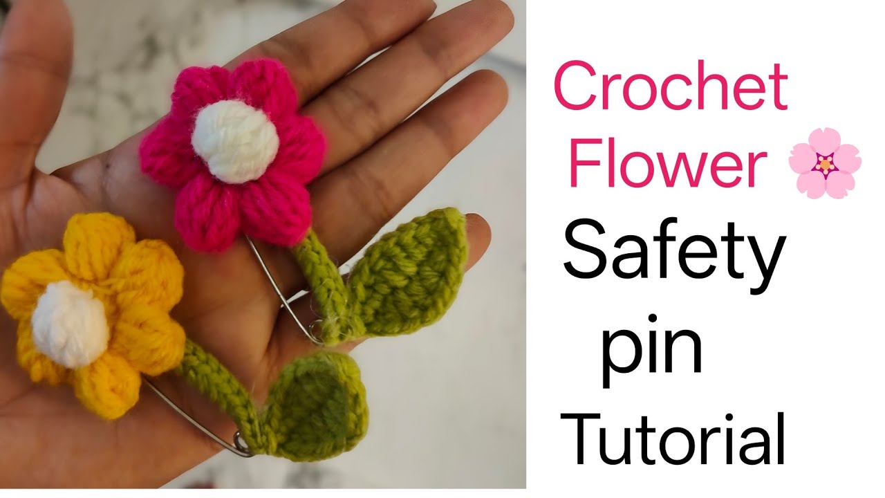 Crochet Flower Safety pin 🧷🌸🧶 | Easy Tutorial 💯 |