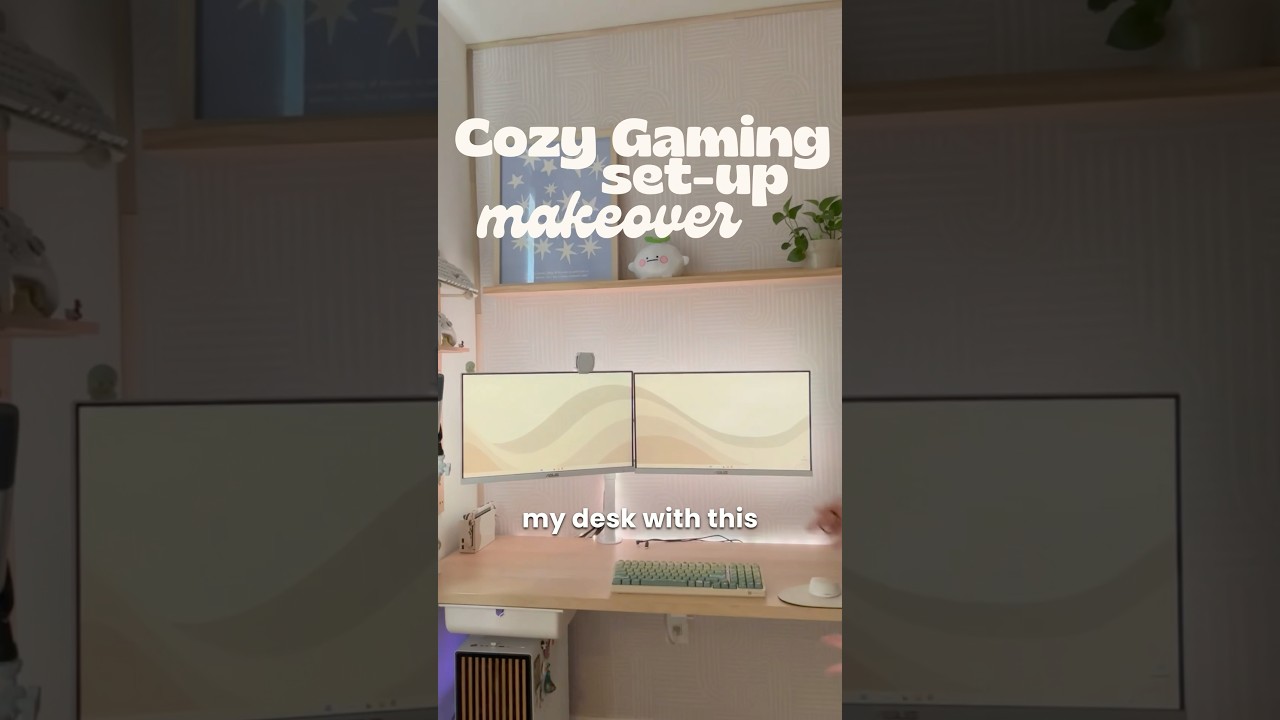 Cozy Gaming Set-Up Mini Makeover 💕 #cozygaming #gamingsetup #cozygamer #cozygamingsetup