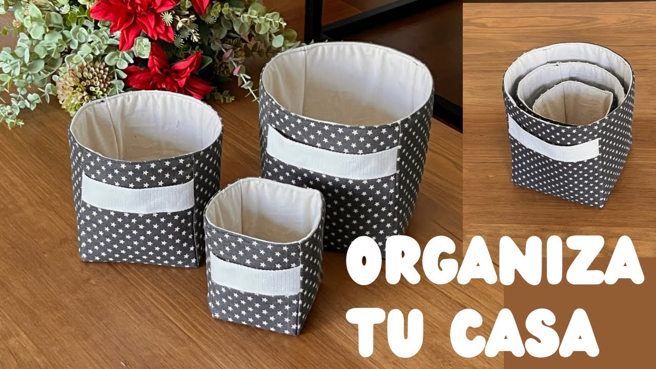 Organize a sua casa. Cestos organizadores em três tamanhos. Padrões grátis