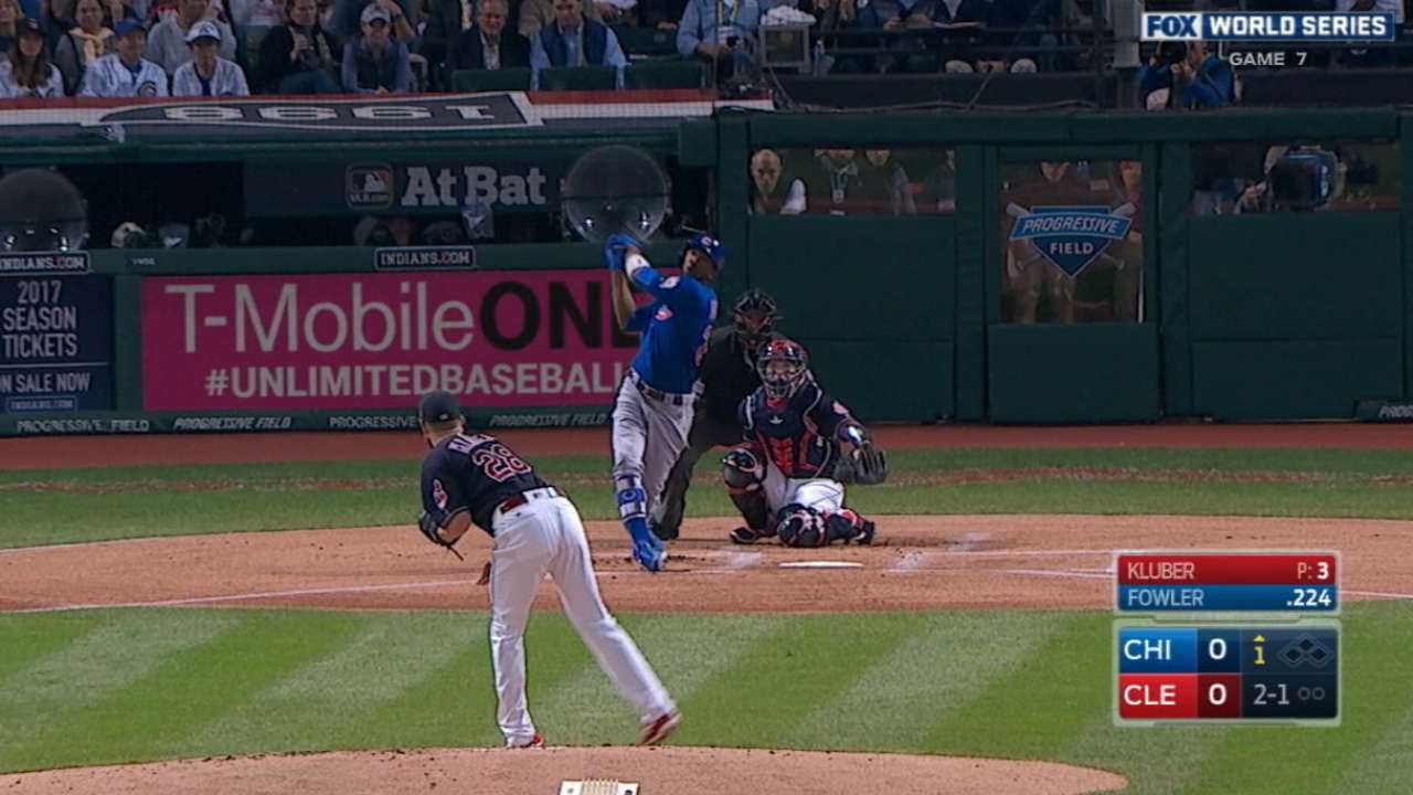 WS2016 Gm7: Fowler's historic leadoff homer