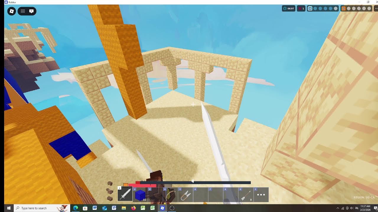 playing roblox bedwars