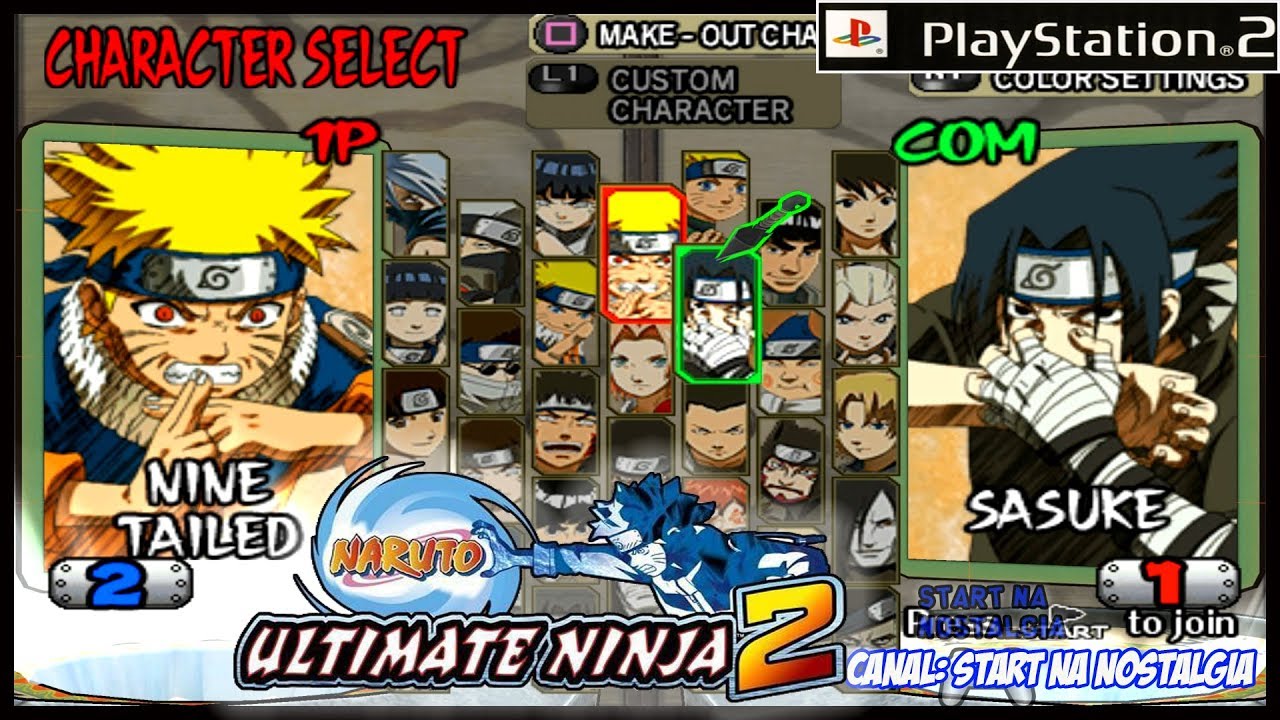 Naruto Ultimate Ninja 2 PS2 - LISTA TODOS OS PERSONAGENS e TRANSFORMAÇÕES/ ALL CHARACTERS 1444p
