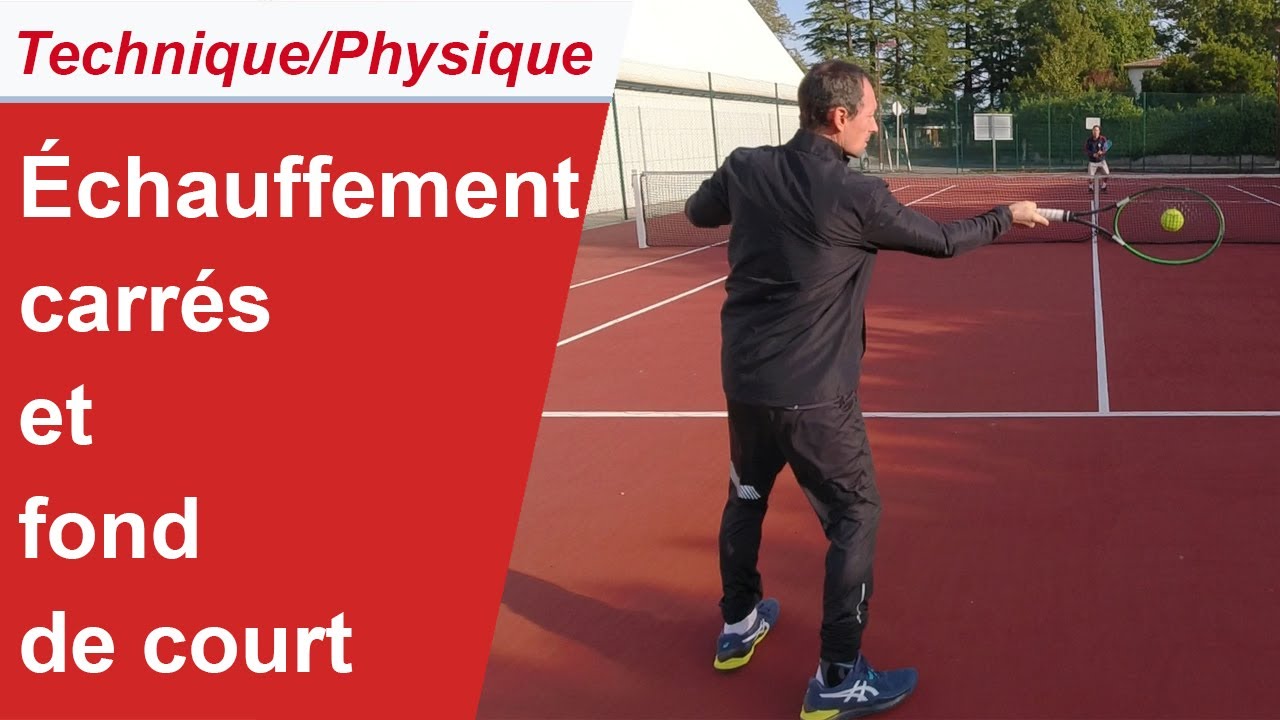 Échauffement au tennis dans les carrés et en fond de court