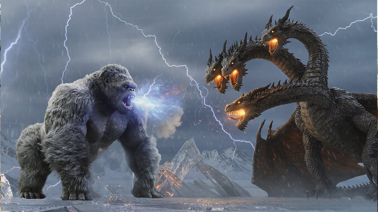 King Kong vs Dragon Full HD 2025 | Epic Monster Fight King Kong vs Four Headed Dragon