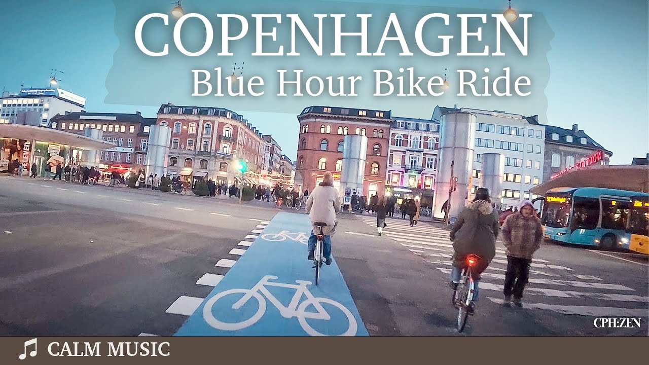 Copenhagen Bike Ride in the Blue Hour | December 2025 with Calm Music I POV ASMR 4K