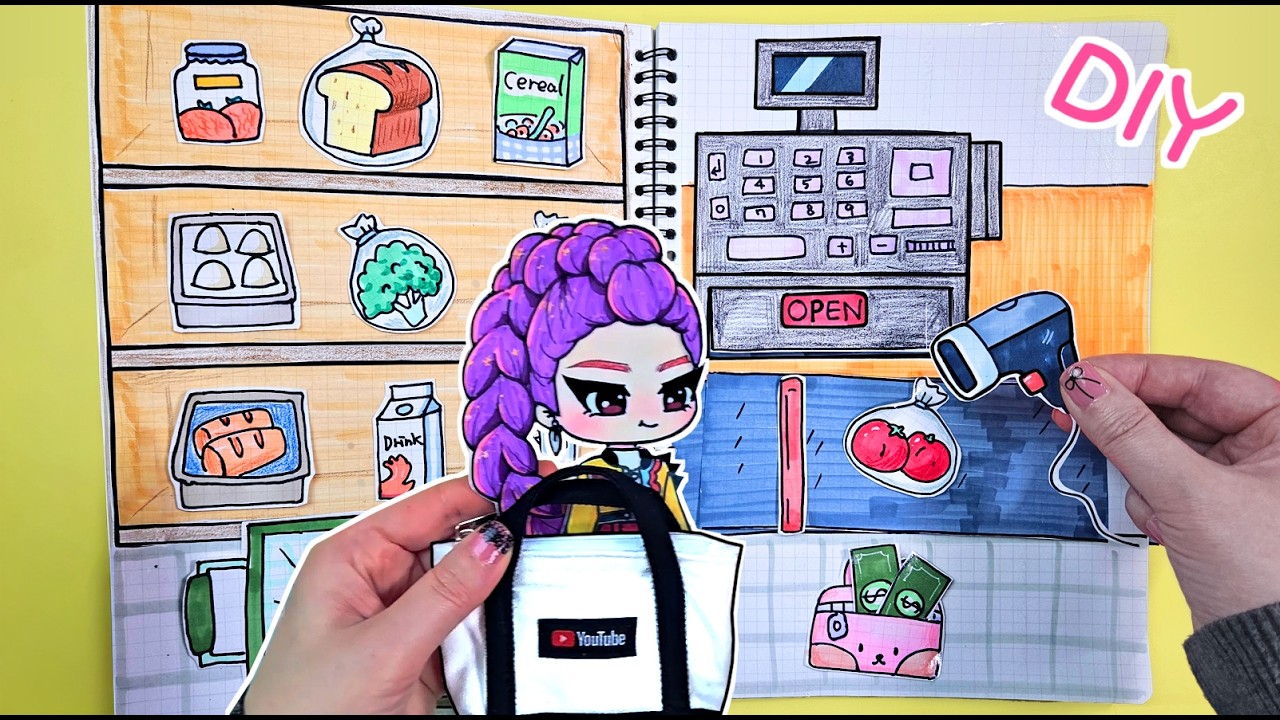 (Tutorial) Grocery Mart #paperdiy #종이놀이 #asmr #식료품점