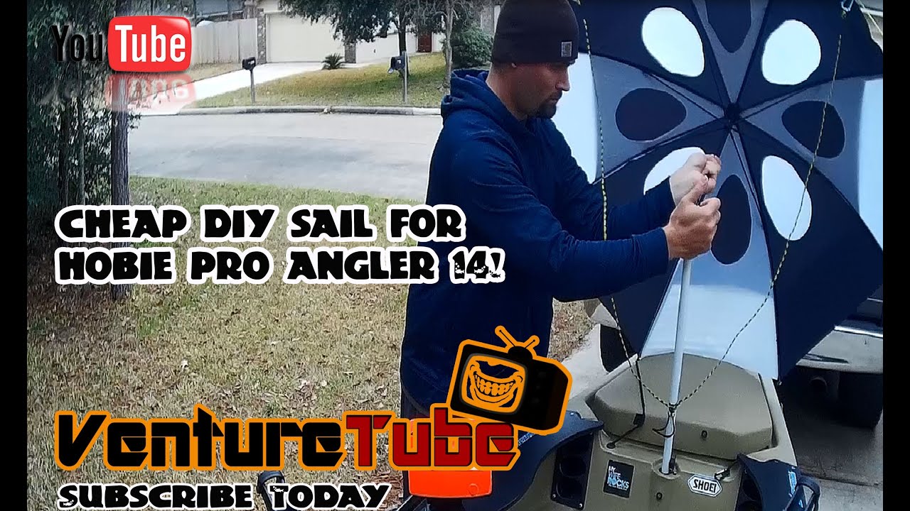 Cheap DIY sail for Hobie Pro Angler 14!