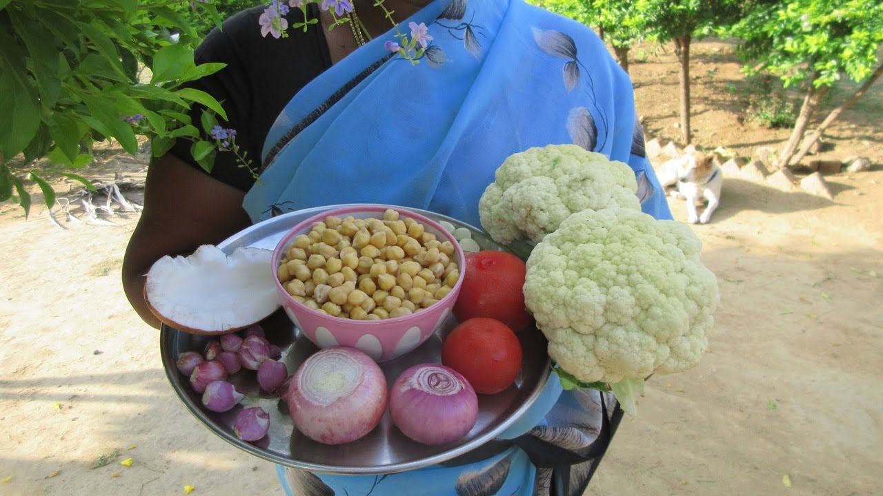 Cauliflower, Moo kadalai Recipe Cooking in My Village | VILLAGE FOOD
