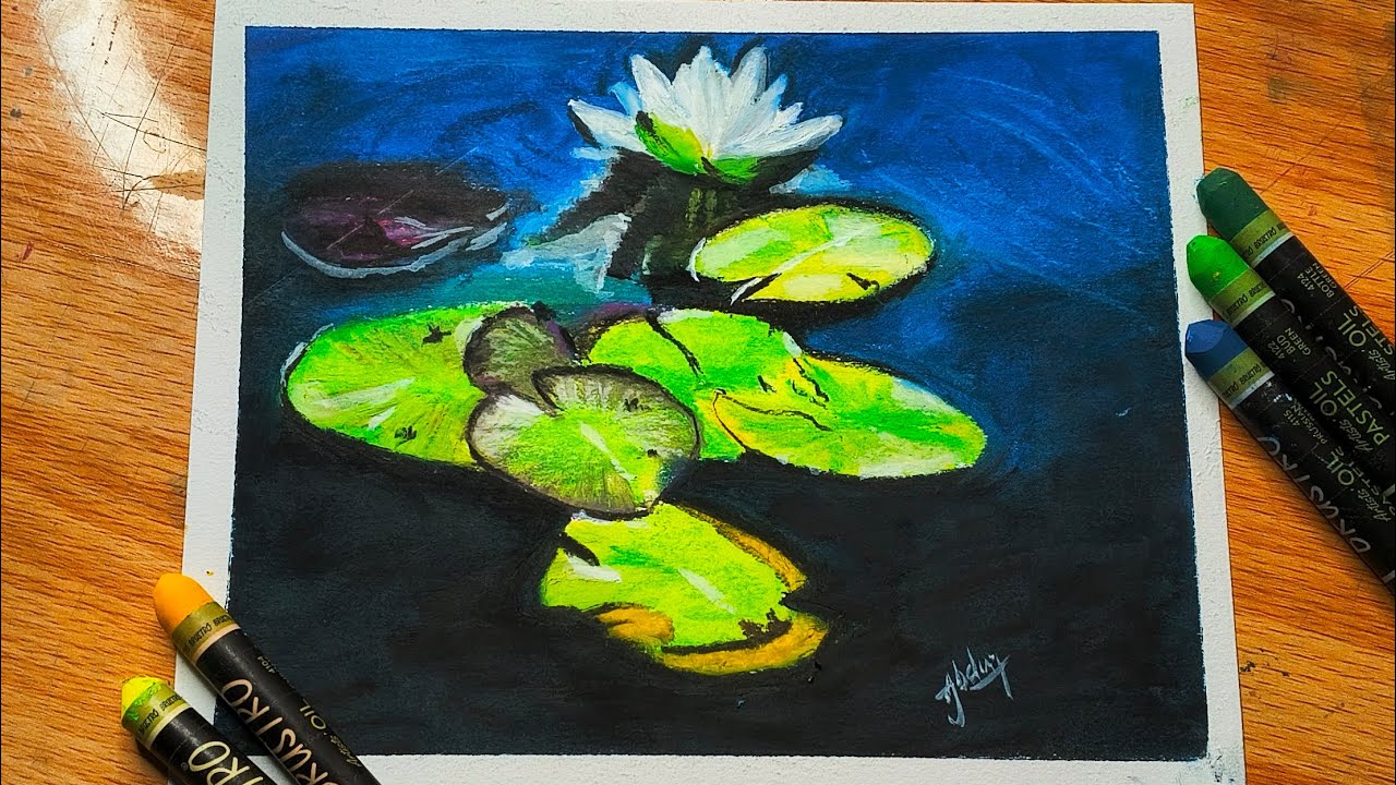 Easy Realistic Lotus Painting | Oil Pastel Step by Step for Beginners