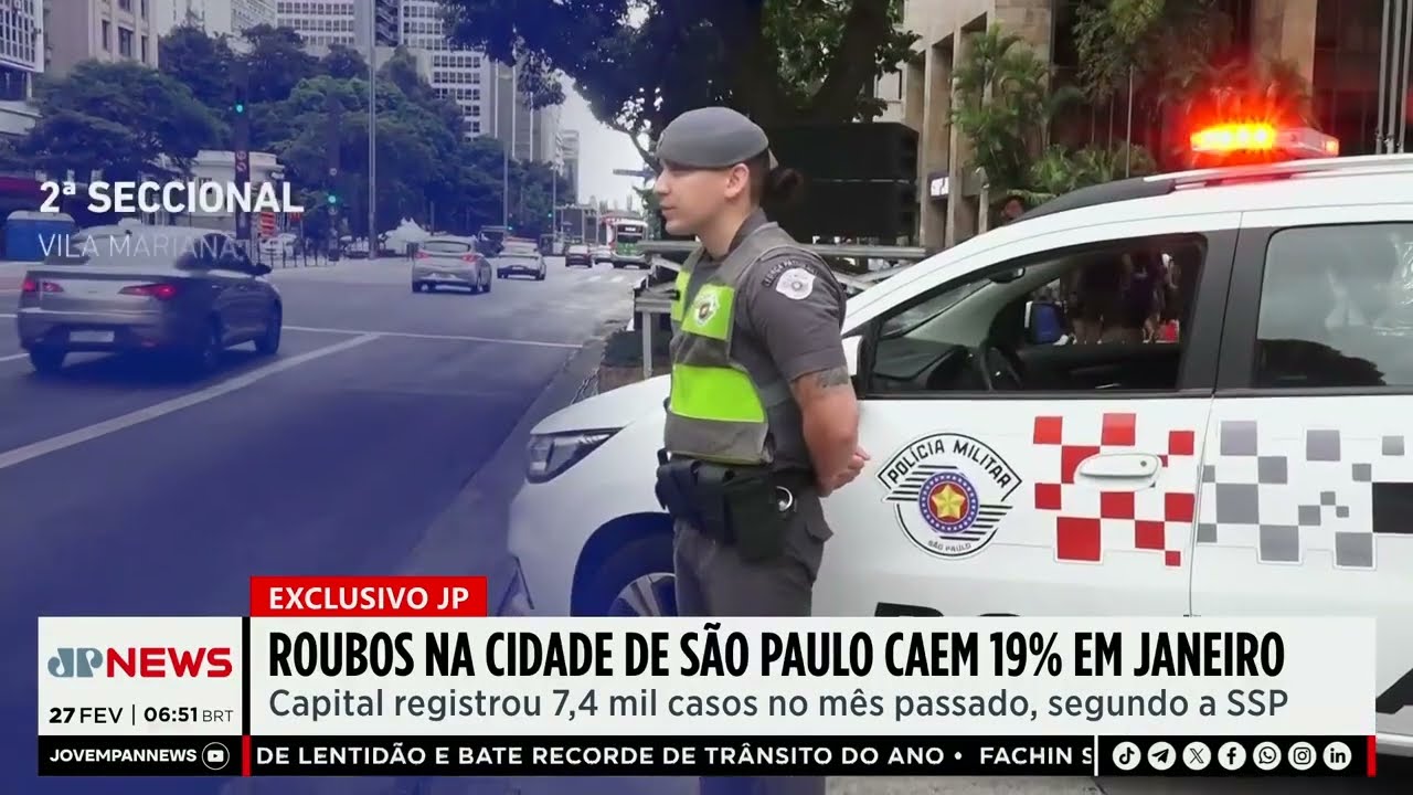 Jovem Pan News - Presidente da ADPESP comenta queda de 19,1% nos roubos em janeiro de 2026 em SP