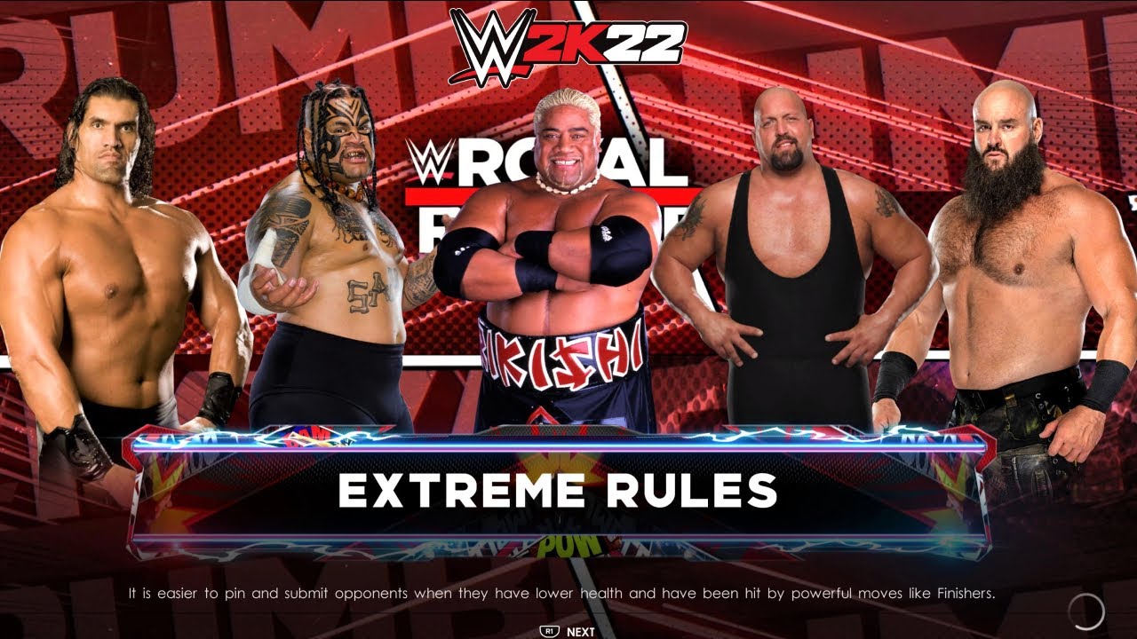 The Great Khali + Braun Strowman + Big Show + Rikishi + Umaga | 5-Man Elimination Match | WWE 2K22