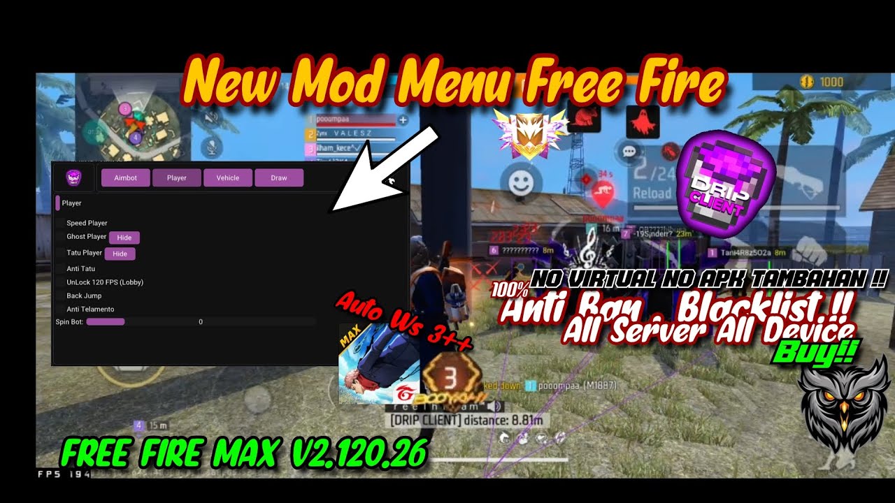 NEW MOD MENU DRIP CLIENT [APKMOD] V5.3 ALL SERVER WORK ANTI BAN🤙🥶☠️ ALL DEVICE | NO BLACKLIST NO FC